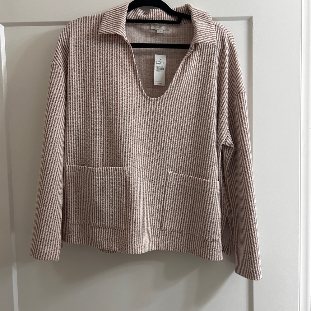 LOFT Women's Ribbed Red Top